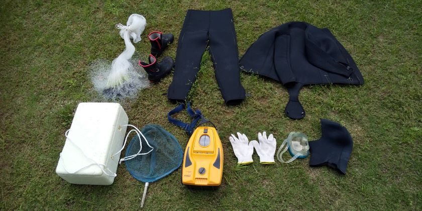 アユ漁の道具一式